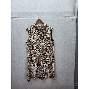 Alex Marie Leopard Print Sleeveless Shift Dress Size 16 New With Tags